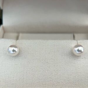 6.5mm Akoya Rose Sea Pearl Stud Earrings 18K Solid Yellow Gold au750